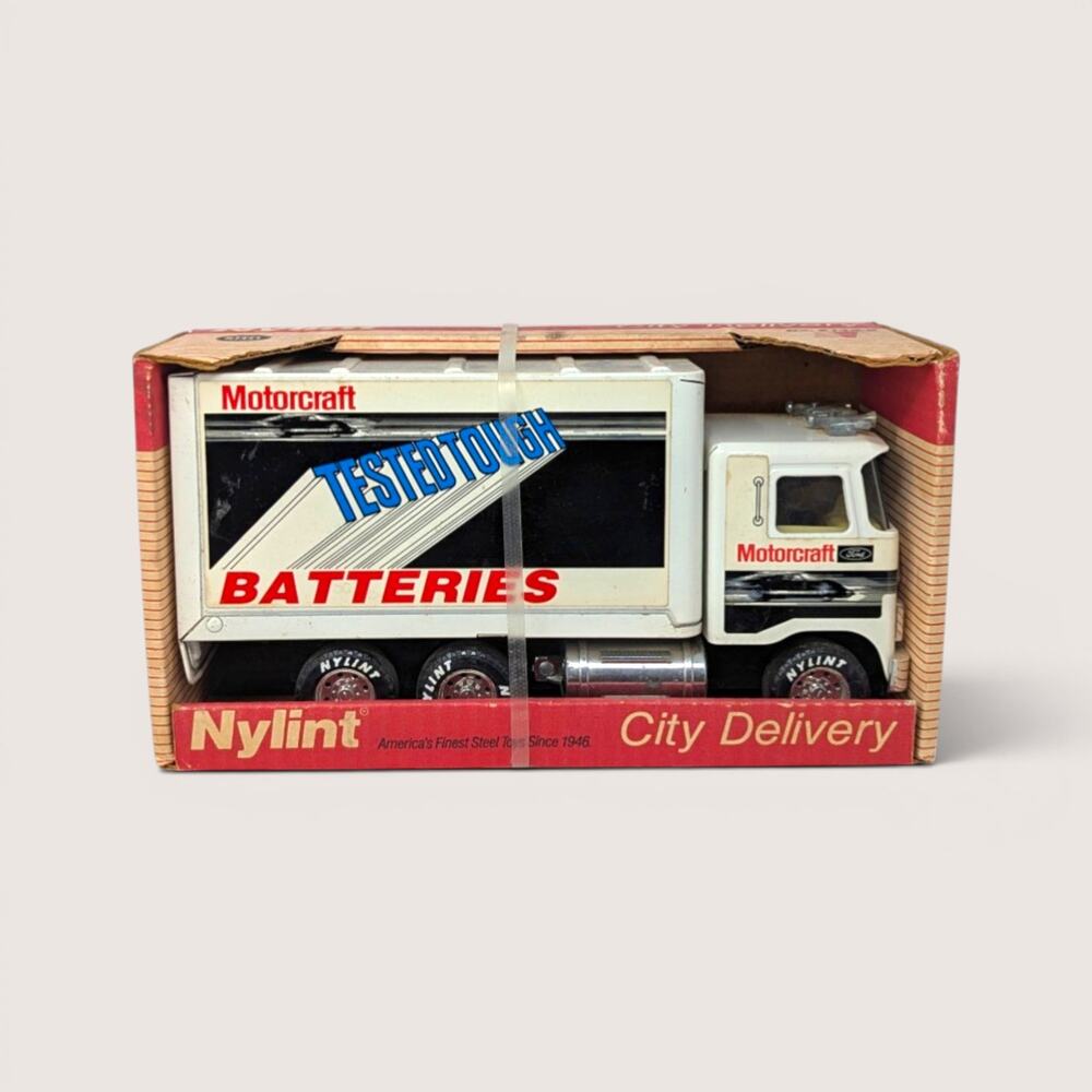 1980s Nylint Ford Motorcraft Batteries City Delivery Steel Box Truck